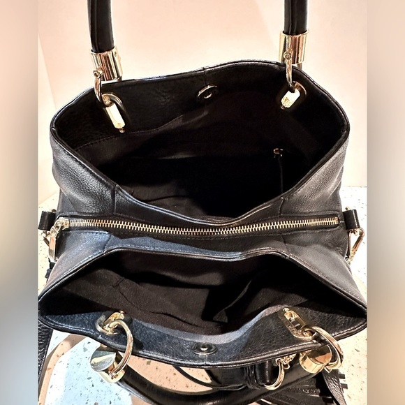 Vince Camuto Elva Black Leather Crossbody Handbag with Tassel Charm - Picture 10 of 12